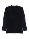 Issey Miyake Ribbed Texture V-necked Cardigan With Side Pockets In Azul