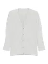 Issey Miyake Ribbed Texture V-neck Cardigan Pockets In Gris