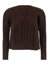 Issey Miyake March Cardigan With Monthly Pleated Texture In Brown