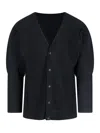 Issey Miyake Ribbed Texture V-neck Sweater With Long Sleeves