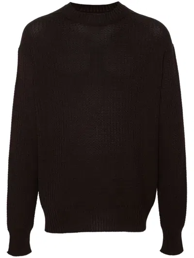 Issey Miyake Crew-neck Cotton Jumper In Brown