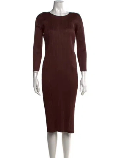 Pre-owned Issey Miyake Crew Neck Knee-length Dress In Brown