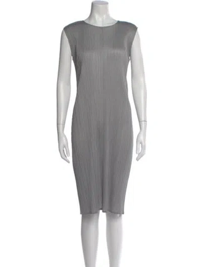 Pre-owned Issey Miyake Crew Neck Knee-length Dress In Gray