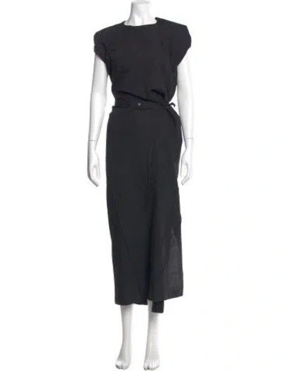 Pre-owned Issey Miyake Crew Neck Long Dress In Black