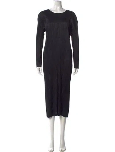 Pre-owned Issey Miyake Crew Neck Long Dress In Black