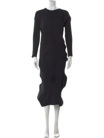 Pre-owned Issey Miyake Crew Neck Long Dress In Black