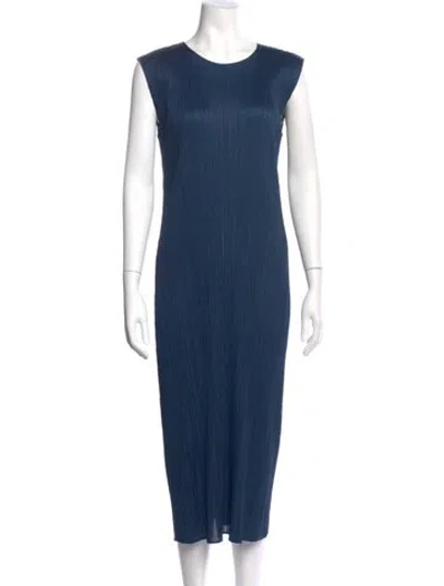 Pre-owned Issey Miyake Crew Neck Long Dress In Blue