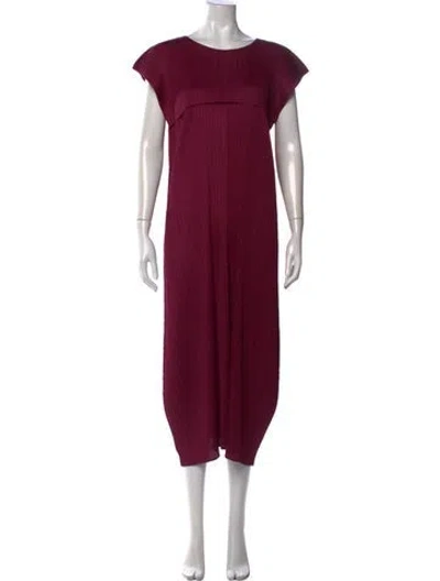 Pre-owned Issey Miyake Crew Neck Long Dress In Burgundy
