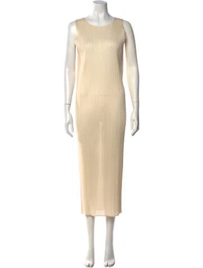 Pre-owned Issey Miyake Crew Neck Long Dress In Gold