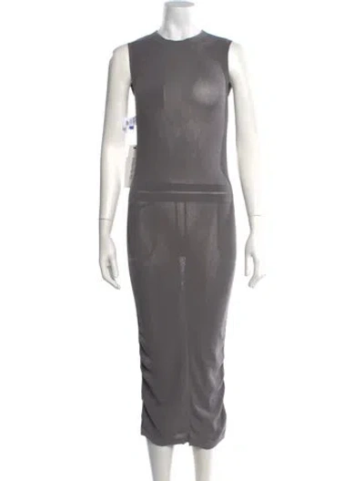 Pre-owned Issey Miyake Crew Neck Long Dress In Gray
