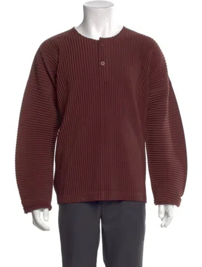 Pre-owned Issey Miyake Crew Neck Long Sleeve Pullover In Brown