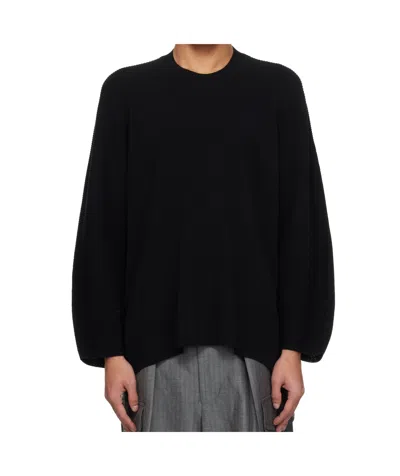 Issey Miyake Crew Neck Long Sleeve Sweater In Black