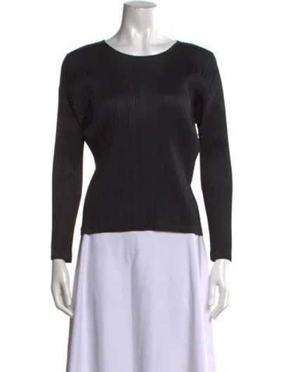 Pre-owned Issey Miyake Crew Neck Long Sleeve Top In Black