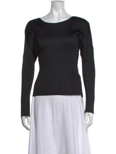 Pre-owned Issey Miyake Crew Neck Long Sleeve Top In Black