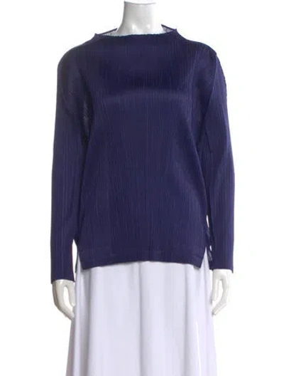Pre-owned Issey Miyake Crew Neck Long Sleeve Top In Blue