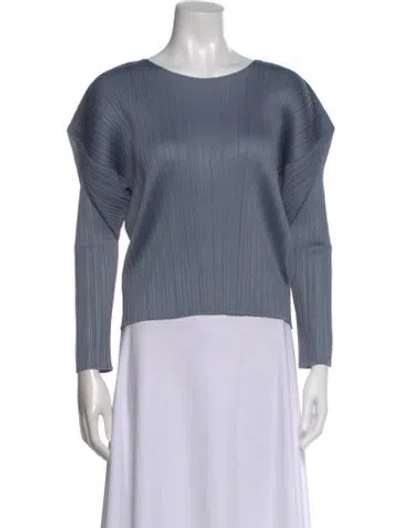 Pre-owned Issey Miyake Crew Neck Long Sleeve Top In Blue