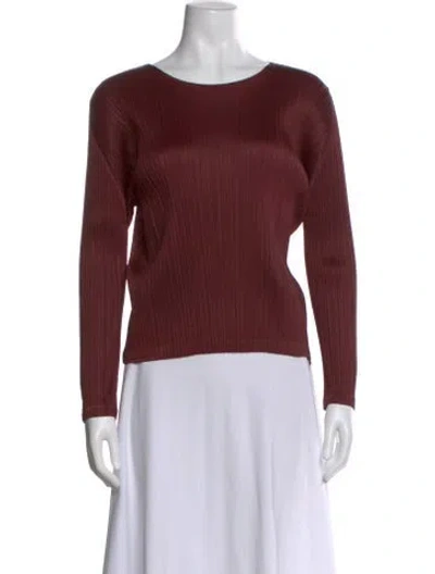 Pre-owned Issey Miyake Crew Neck Long Sleeve Top In Burgundy