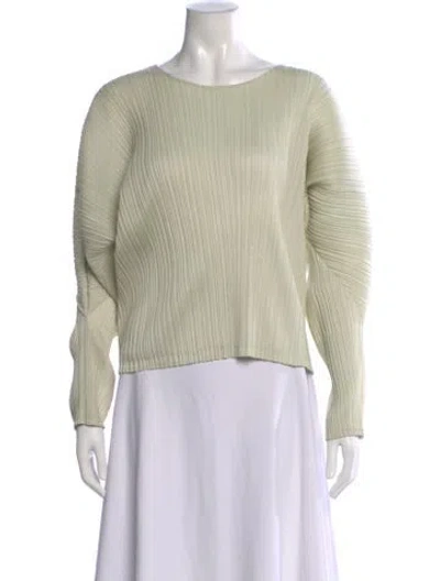 Pre-owned Issey Miyake Crew Neck Long Sleeve Top In Green