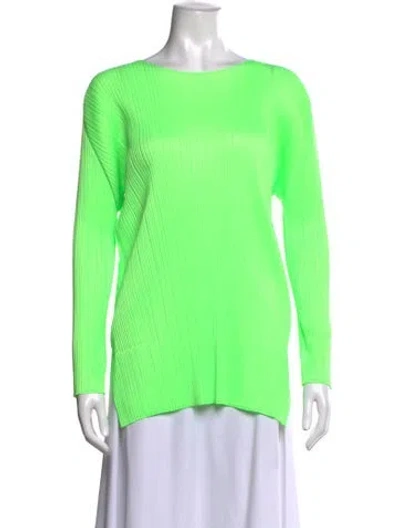 Pre-owned Issey Miyake Crew Neck Long Sleeve Top In Green