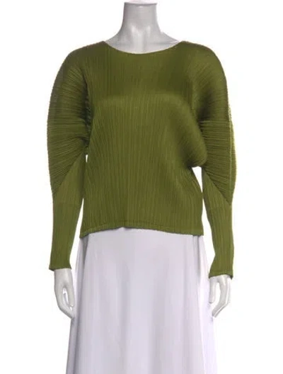 Pre-owned Issey Miyake Crew Neck Long Sleeve Top In Green