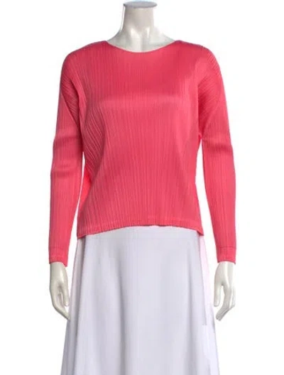 Pre-owned Issey Miyake Crew Neck Long Sleeve Top In Pink