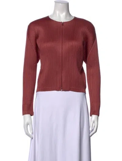 Pre-owned Issey Miyake Crew Neck Long Sleeve Top In Red