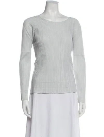 Pre-owned Issey Miyake Crew Neck Long Sleeve Top In White