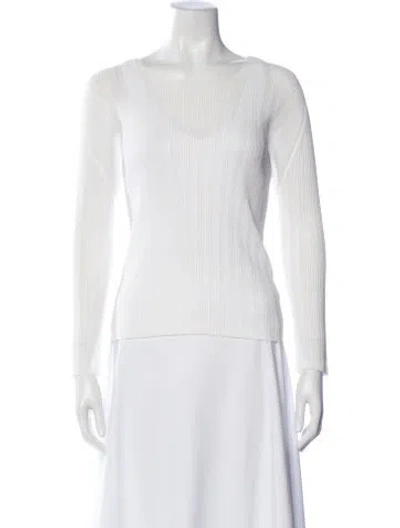 Pre-owned Issey Miyake Crew Neck Long Sleeve Top In White