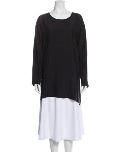 Pre-owned Issey Miyake Crew Neck Long Sleeve Tunic In Black