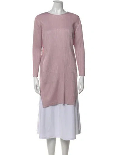 Pre-owned Issey Miyake Crew Neck Long Sleeve Tunic In Pink
