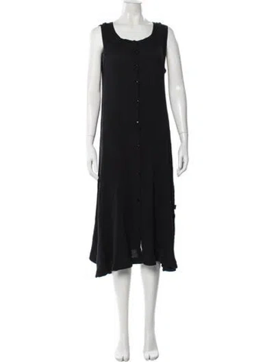 Pre-owned Issey Miyake Crew Neck Midi Length Dress In Black