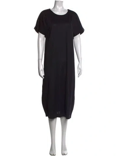 Pre-owned Issey Miyake Crew Neck Midi Length Dress In Black