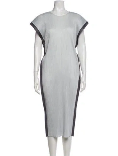 Pre-owned Issey Miyake Crew Neck Midi Length Dress In Blue