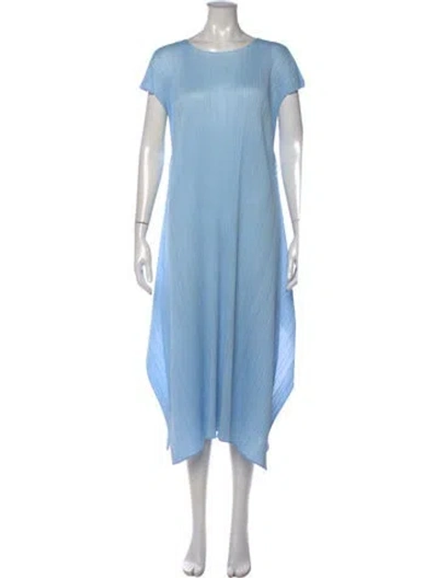 Pre-owned Issey Miyake Crew Neck Midi Length Dress In Blue