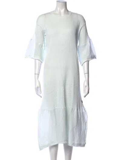 Pre-owned Issey Miyake Crew Neck Midi Length Dress In Blue
