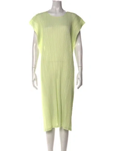 Pre-owned Issey Miyake Crew Neck Midi Length Dress In Green