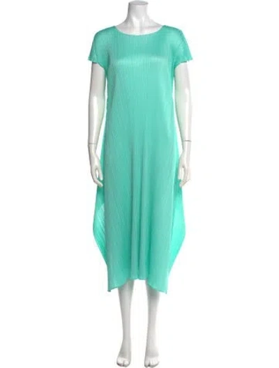 Pre-owned Issey Miyake Crew Neck Midi Length Dress In Green