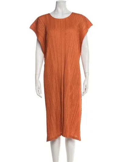 Pre-owned Issey Miyake Crew Neck Midi Length Dress In Orange