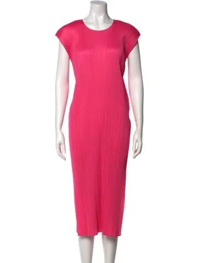 Pre-owned Issey Miyake Crew Neck Midi Length Dress In Pink