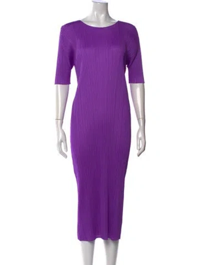 Pre-owned Issey Miyake Crew Neck Midi Length Dress In Purple