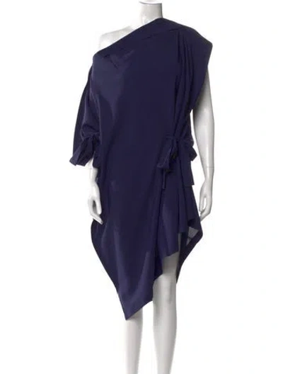 Pre-owned Issey Miyake Crew Neck Midi Length Dress In Purple