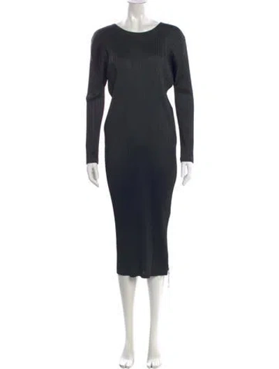 Pre-owned Issey Miyake Crew Neck Midi Length Dress W/ Tags In Gray
