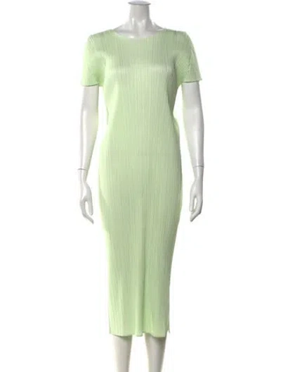 Pre-owned Issey Miyake Crew Neck Midi Length Dress W/ Tags In Green
