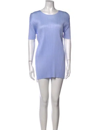 Pre-owned Issey Miyake Crew Neck Mini Dress In Blue