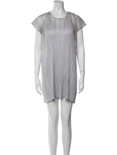 Pre-owned Issey Miyake Crew Neck Mini Dress In Gray