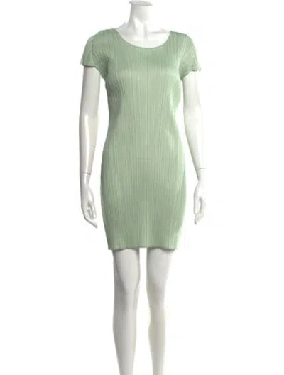 Pre-owned Issey Miyake Crew Neck Mini Dress In Green