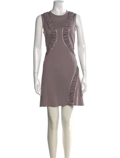 Pre-owned Issey Miyake Crew Neck Mini Dress In Neutrals