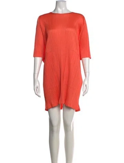 Pre-owned Issey Miyake Crew Neck Mini Dress In Pink