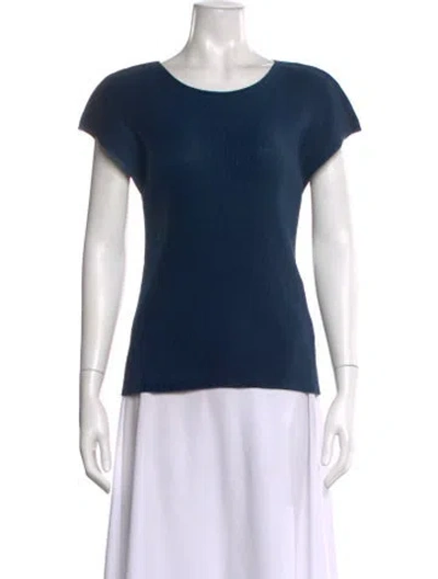 Pre-owned Issey Miyake Crew Neck Short Sleeve Top In Blue