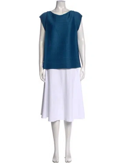 Pre-owned Issey Miyake Crew Neck Short Sleeve Top In Blue